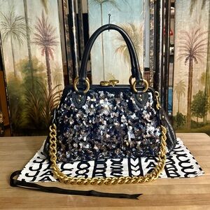 Marc Jacobs New York Rocker Sequined Kiss Lock Stam Shoulder Bag